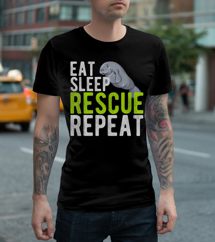 Eat Sleep Rescue Manatee Repeat Vintage T-Shirt