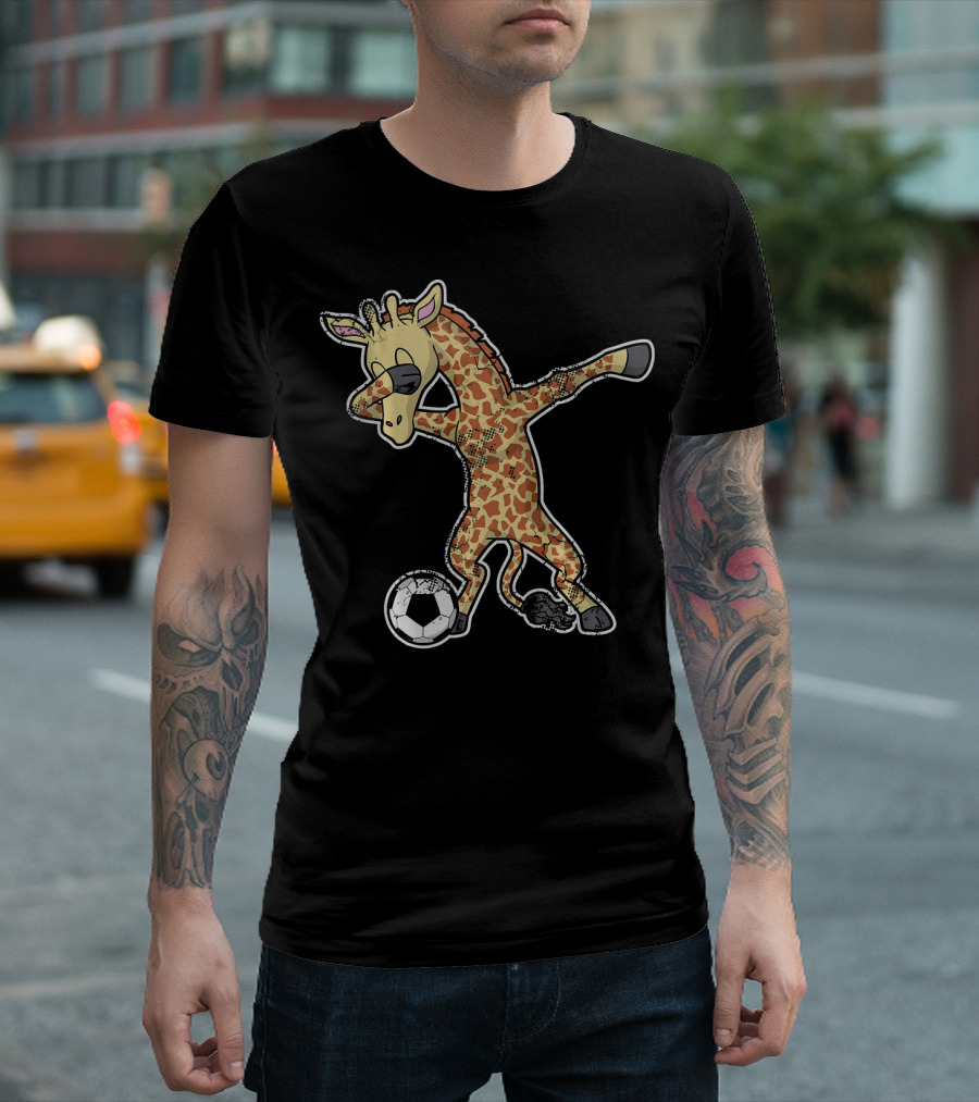 Soccer Giraffe Dabbing Dab Pose With Football T-Shirt