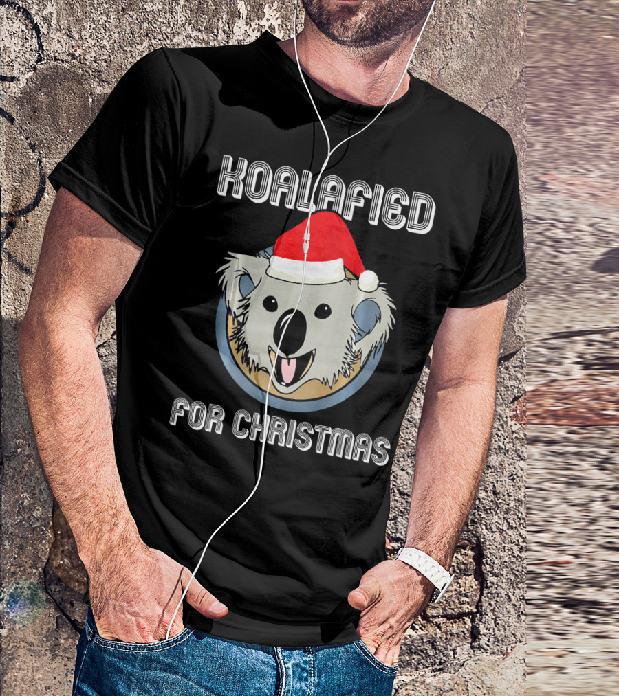 Koalafied For Christmas Santa Hat Holiday Koala T-Shirt