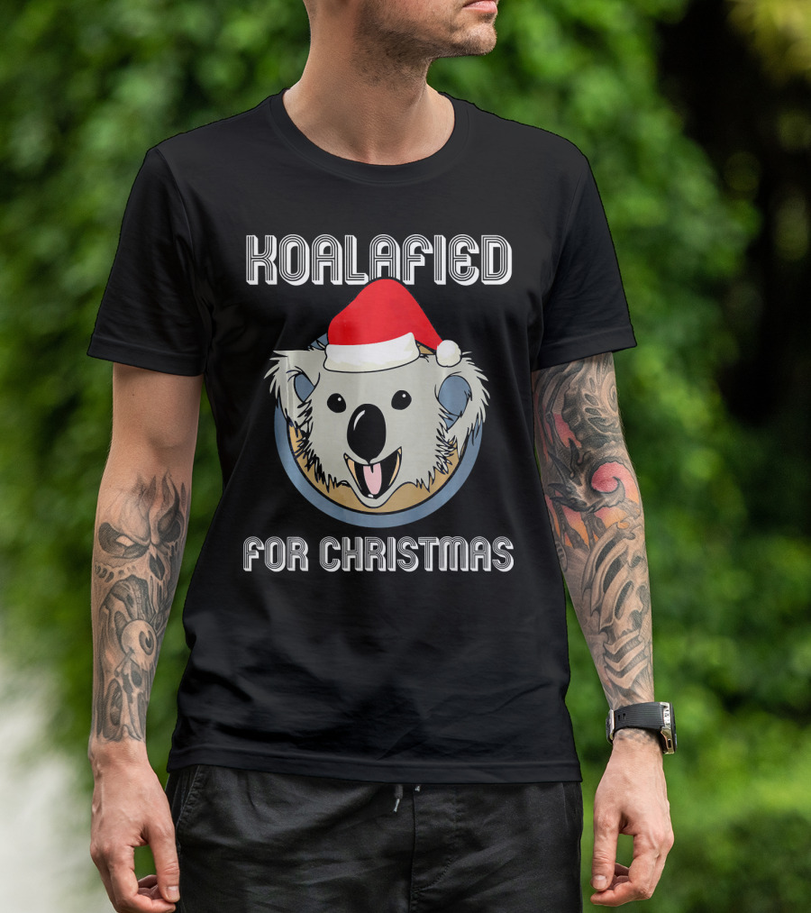Koalafied For Christmas Santa Hat Holiday Koala T-Shirt