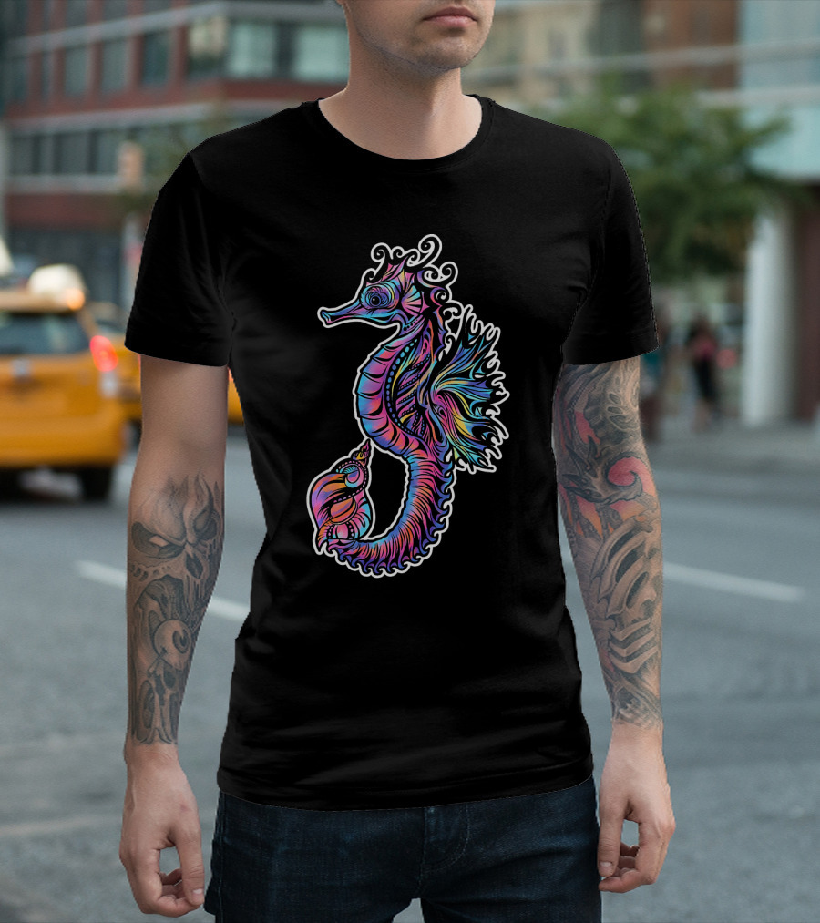Seahorse Beach Ocean Animal Psychedelic T-Shirt
