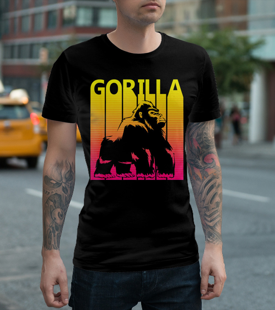 Retro Sunset Spooky Gorilla T-Shirt