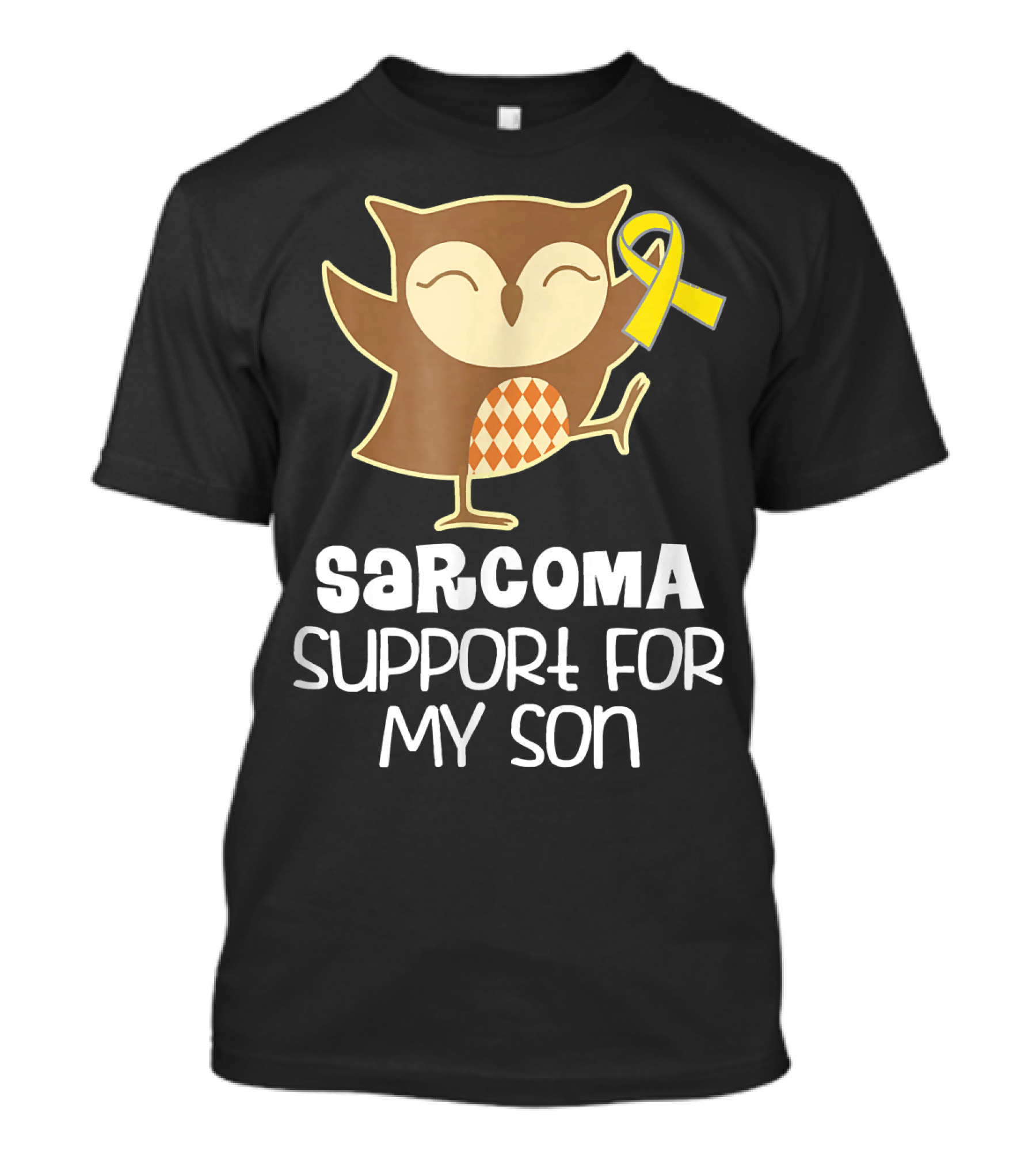 Sarcoma Support For My Son Awareness Owl Yellow T-Shirt