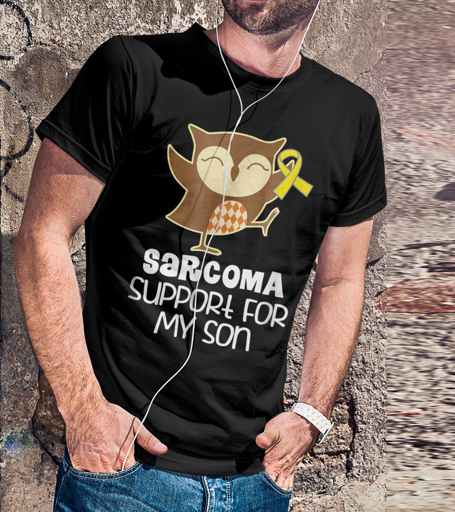 Sarcoma Support For My Son Awareness Owl Yellow T-Shirt