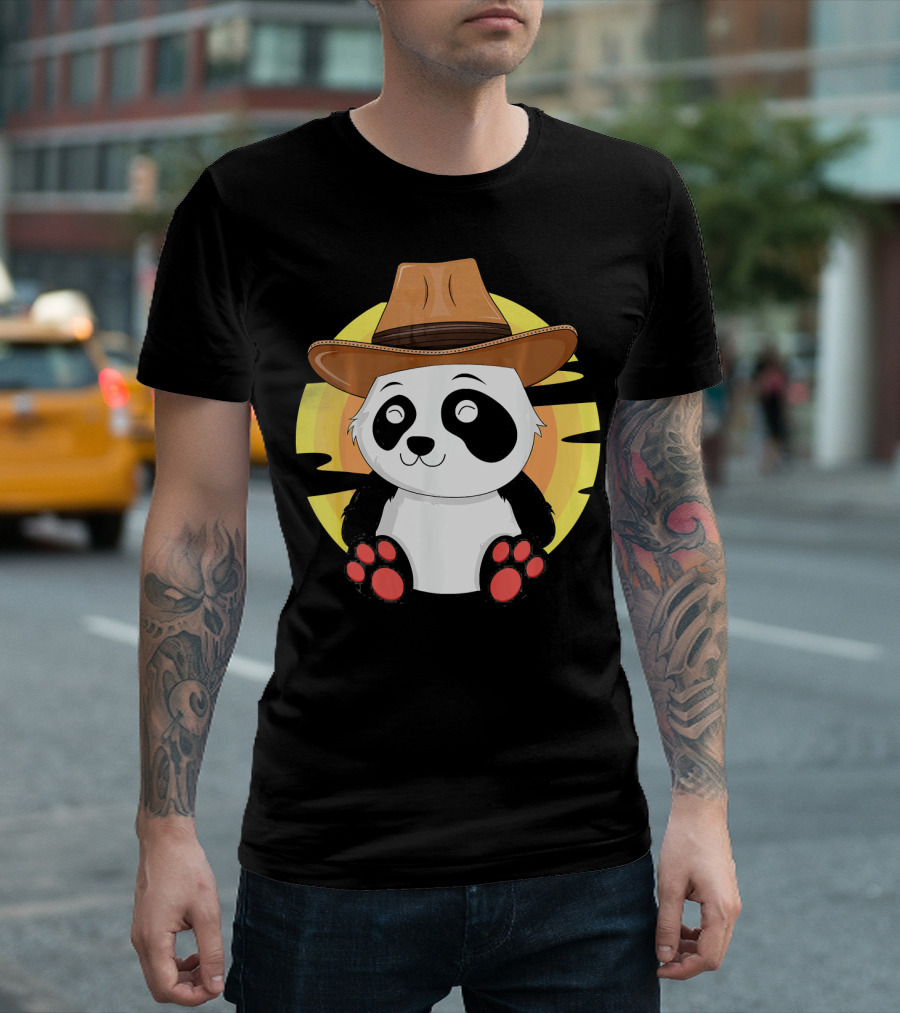 Western Panda Texas Rodeo South Cowboy Kids T-Shirt