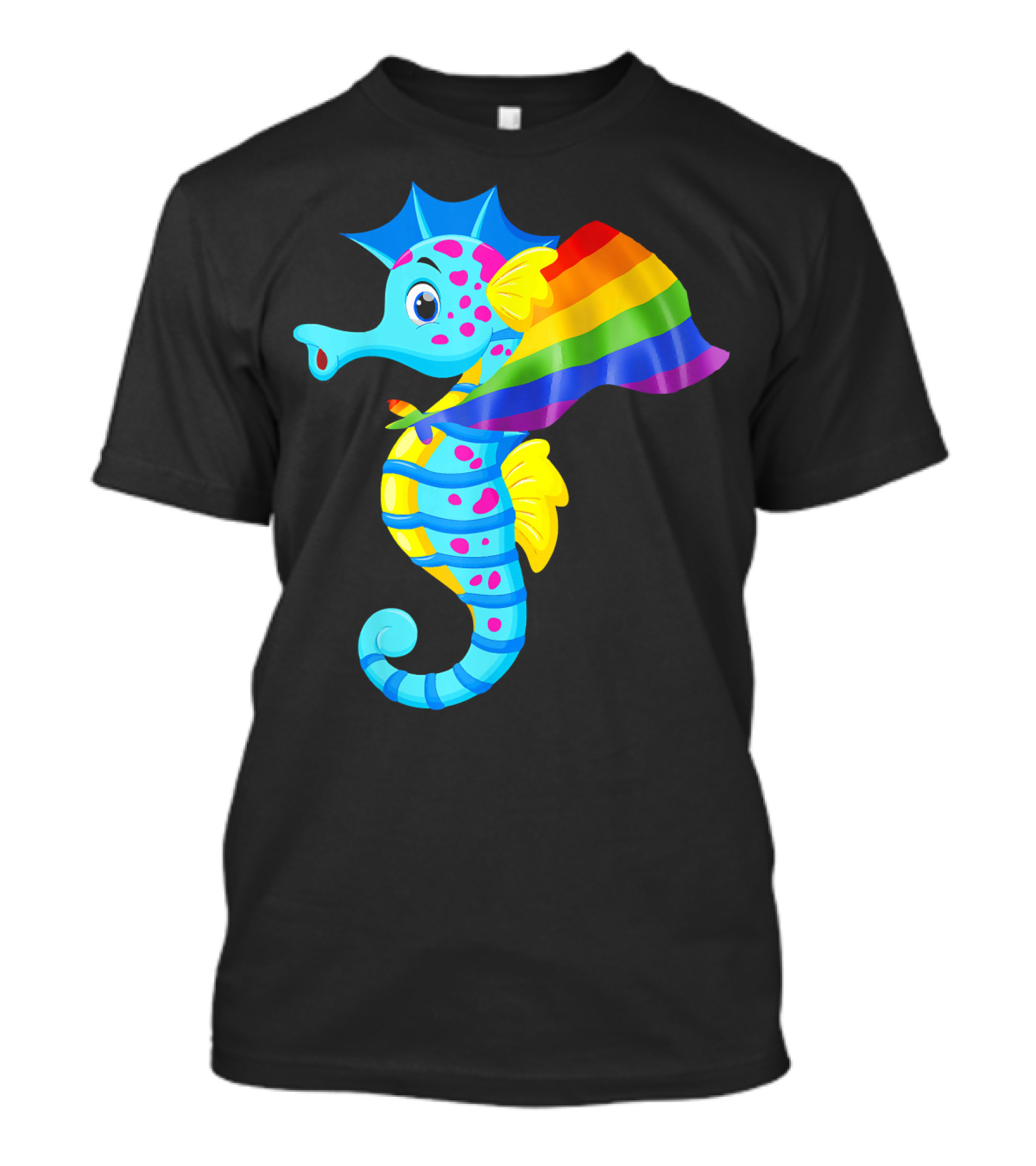 Vintage Rainbow Seahorse With Gay Pride Flag T-Shirt