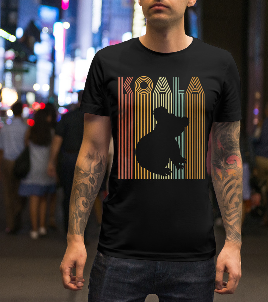 Vintage Koala Retro Silhouette Stripes T-Shirt