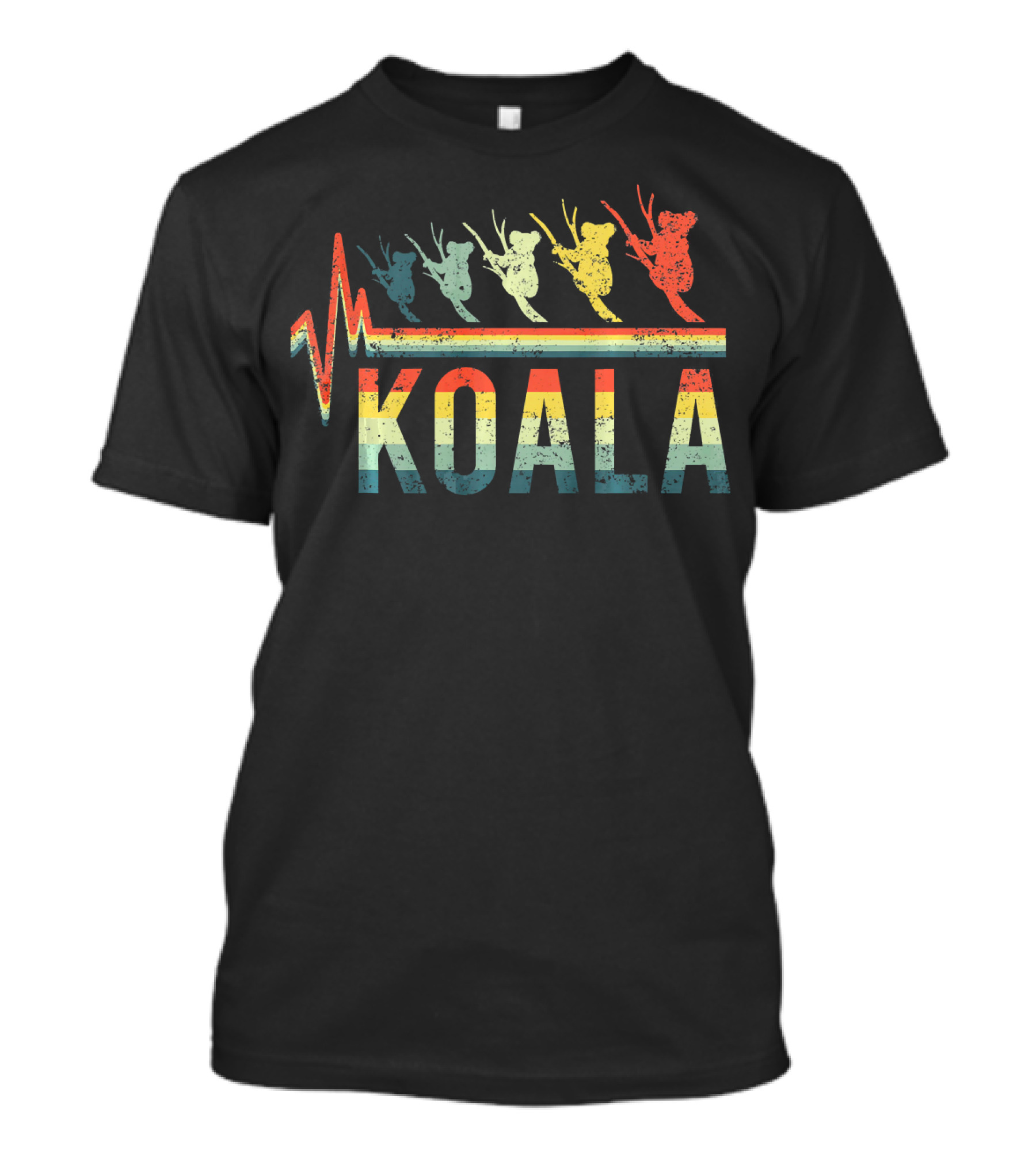 Vintage Style Koala Heartbeat Retro Rainbow T-Shirt