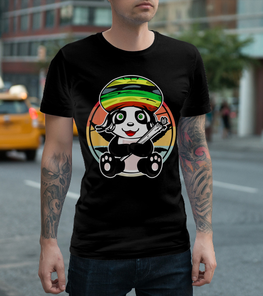 Ganja Panda Cannabis Hemp Reggae Chi Sunset Vibes T-Shirt