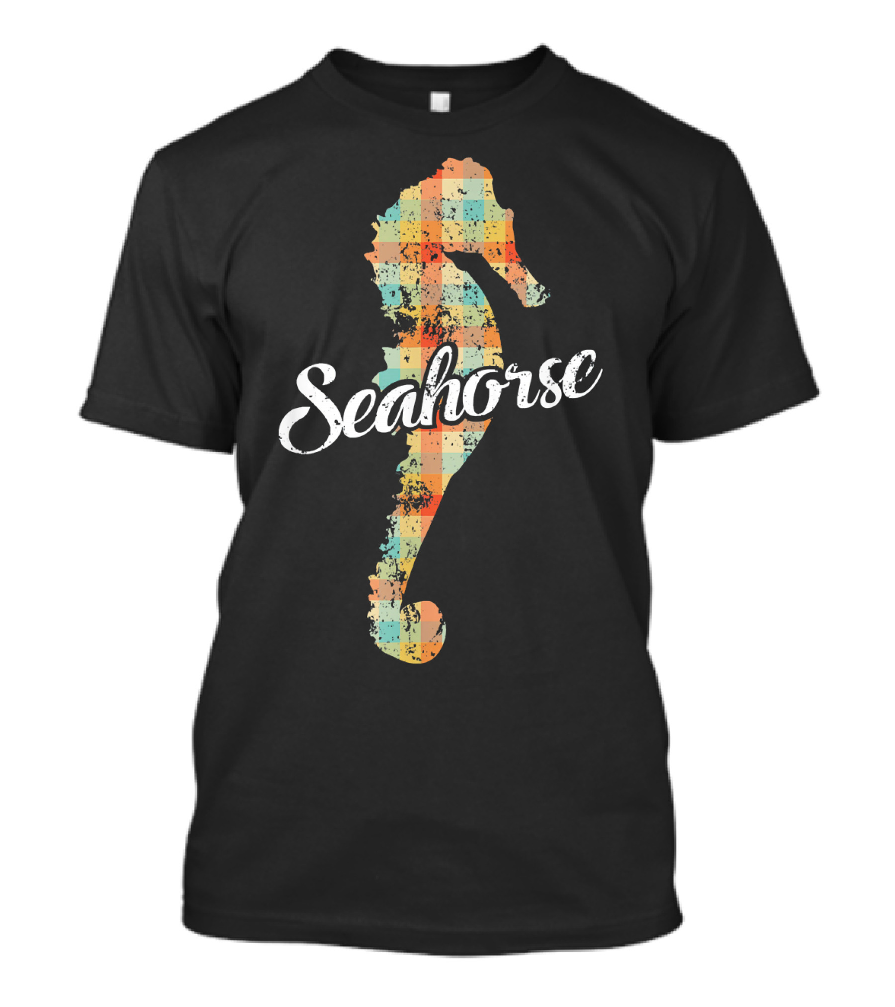 Seahorse Vintage Style Plaid T-Shirt