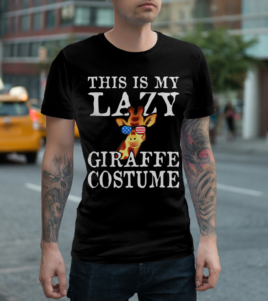 This Is My Lazy Giraffe Costume USA Sunglasses T-Shirt