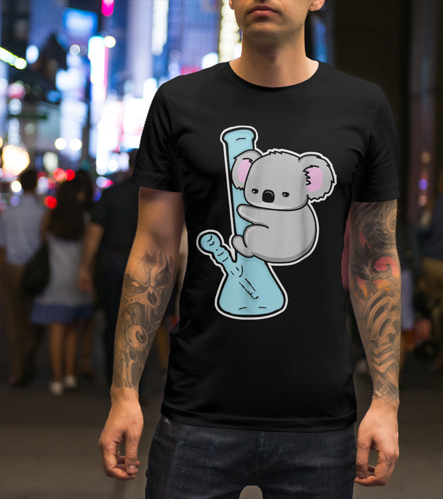 Stoned Koala Cartoon Koala Hugging Bong T-Shirt