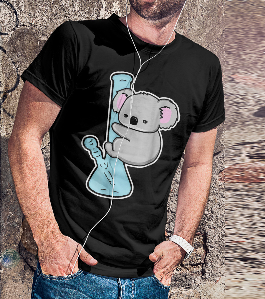 Stoned Koala Cartoon Koala Hugging Bong T-Shirt