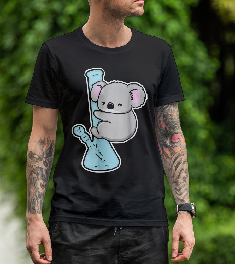Stoned Koala Cartoon Koala Hugging Bong T-Shirt