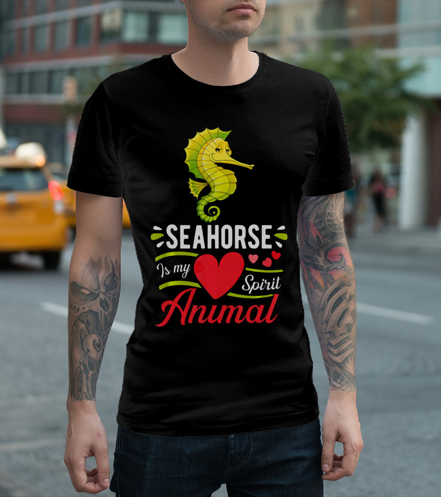 Seahorse Is My Spirit Animal Love Hearts T-Shirt