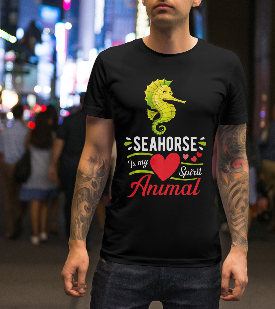 Seahorse Is My Spirit Animal Love Hearts T-Shirt