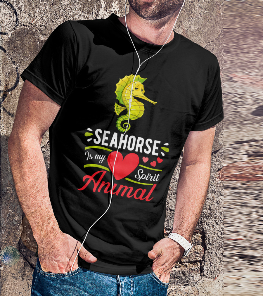 Seahorse Is My Spirit Animal Love Hearts T-Shirt