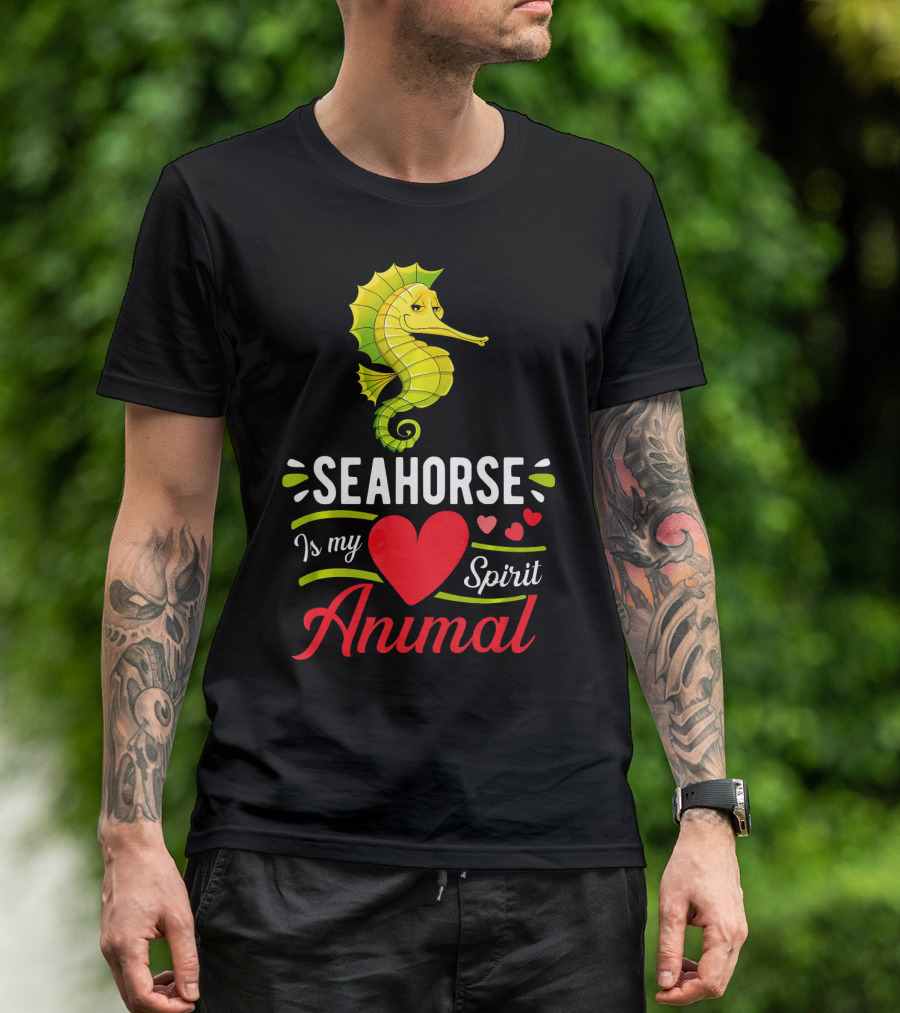 Seahorse Is My Spirit Animal Love Hearts T-Shirt