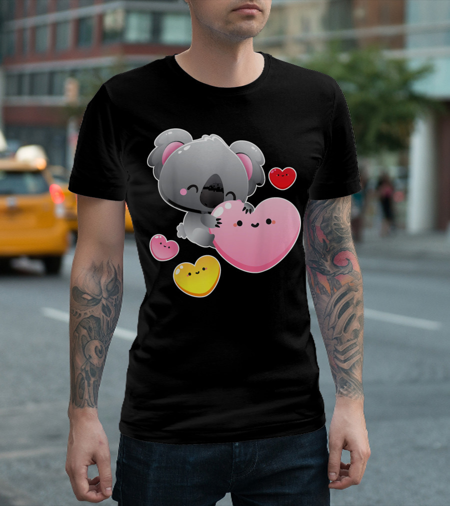 Valentines Day Koala Cute Hearts Kawaii T-Shirt