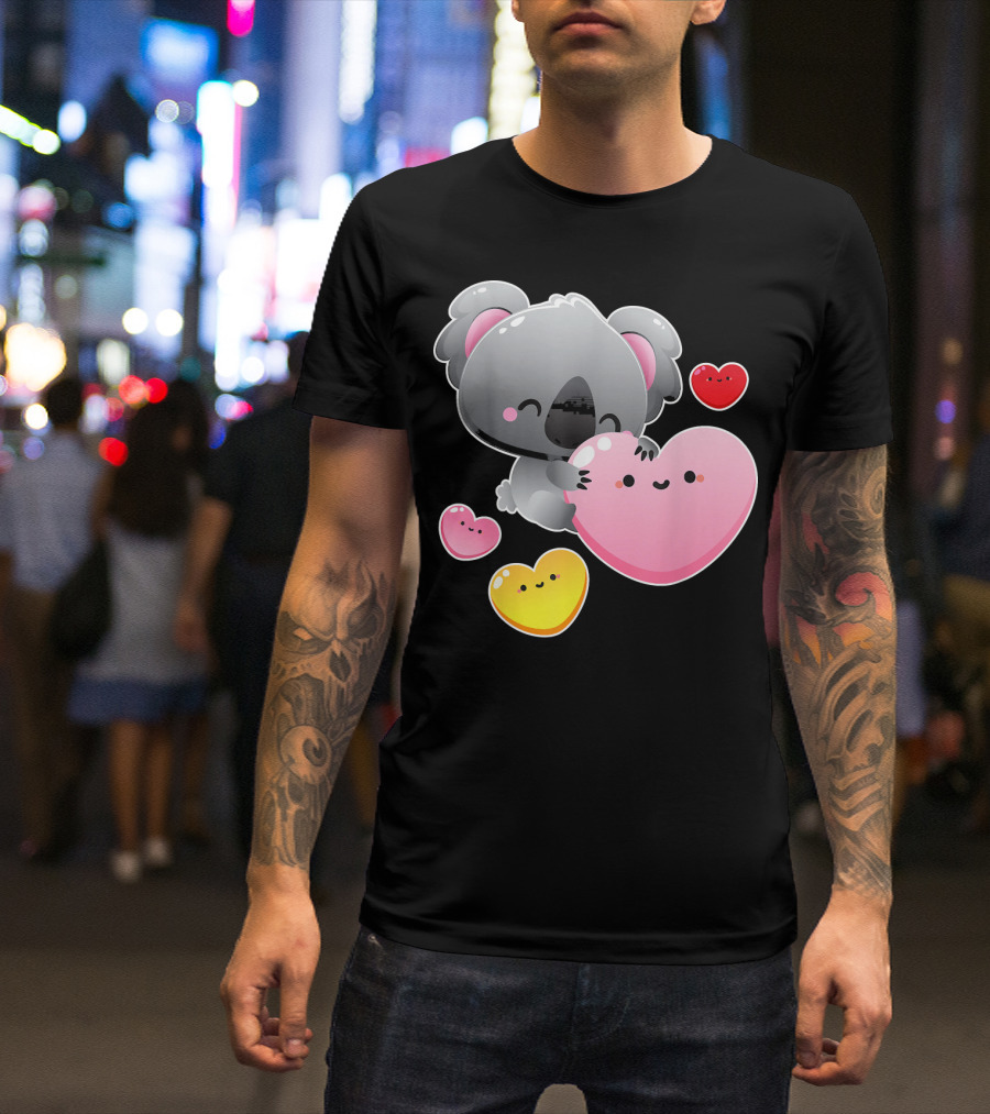 Valentines Day Koala Cute Hearts Kawaii T-Shirt