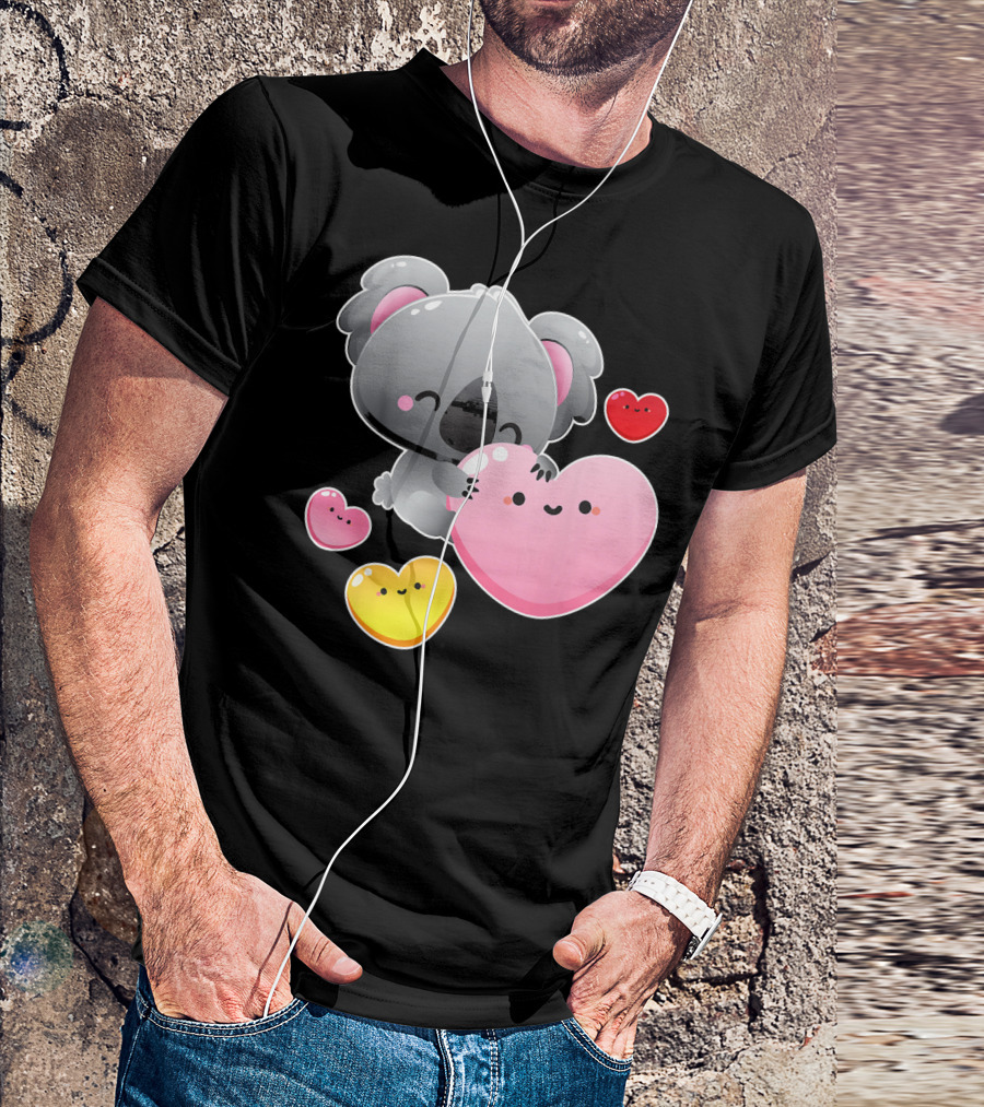 Valentines Day Koala Cute Hearts Kawaii T-Shirt
