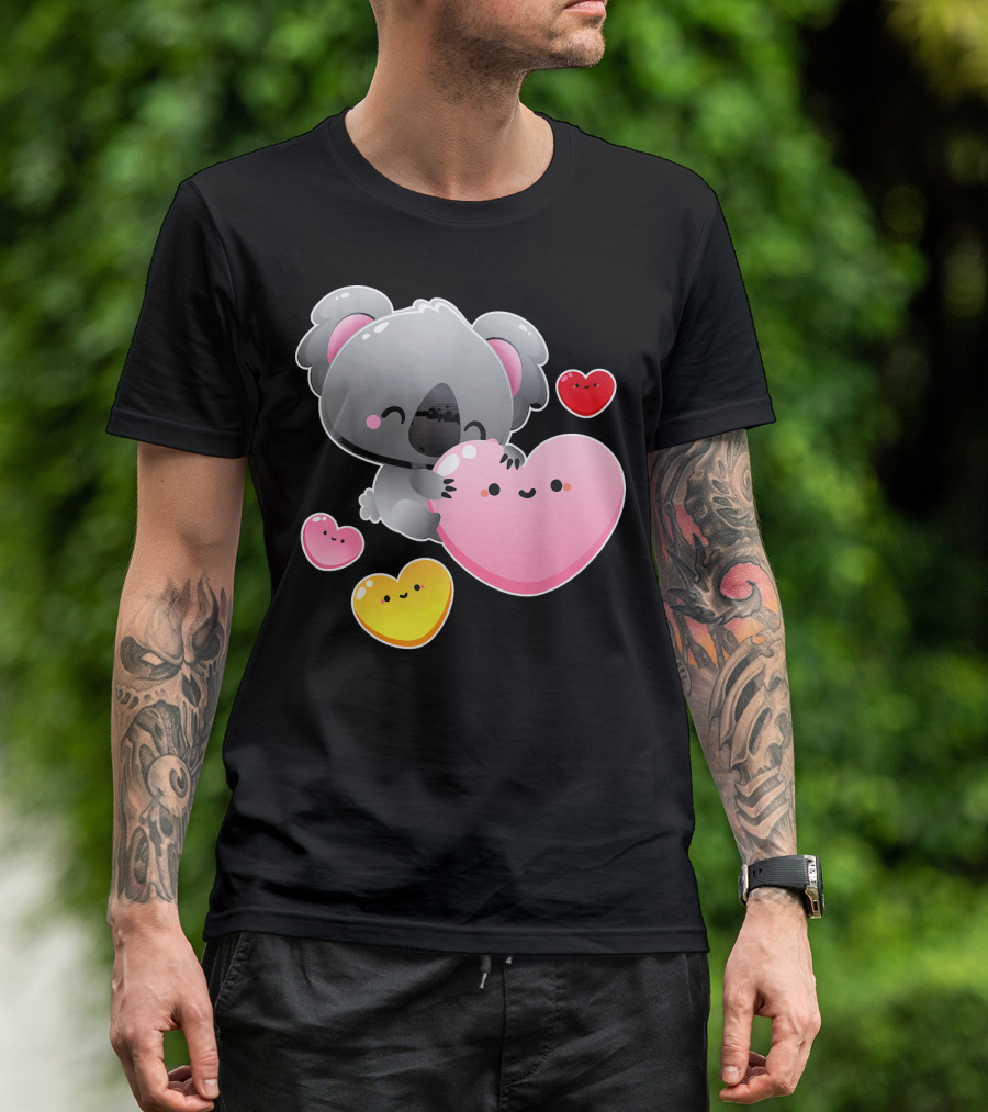 Valentines Day Koala Cute Hearts Kawaii T-Shirt