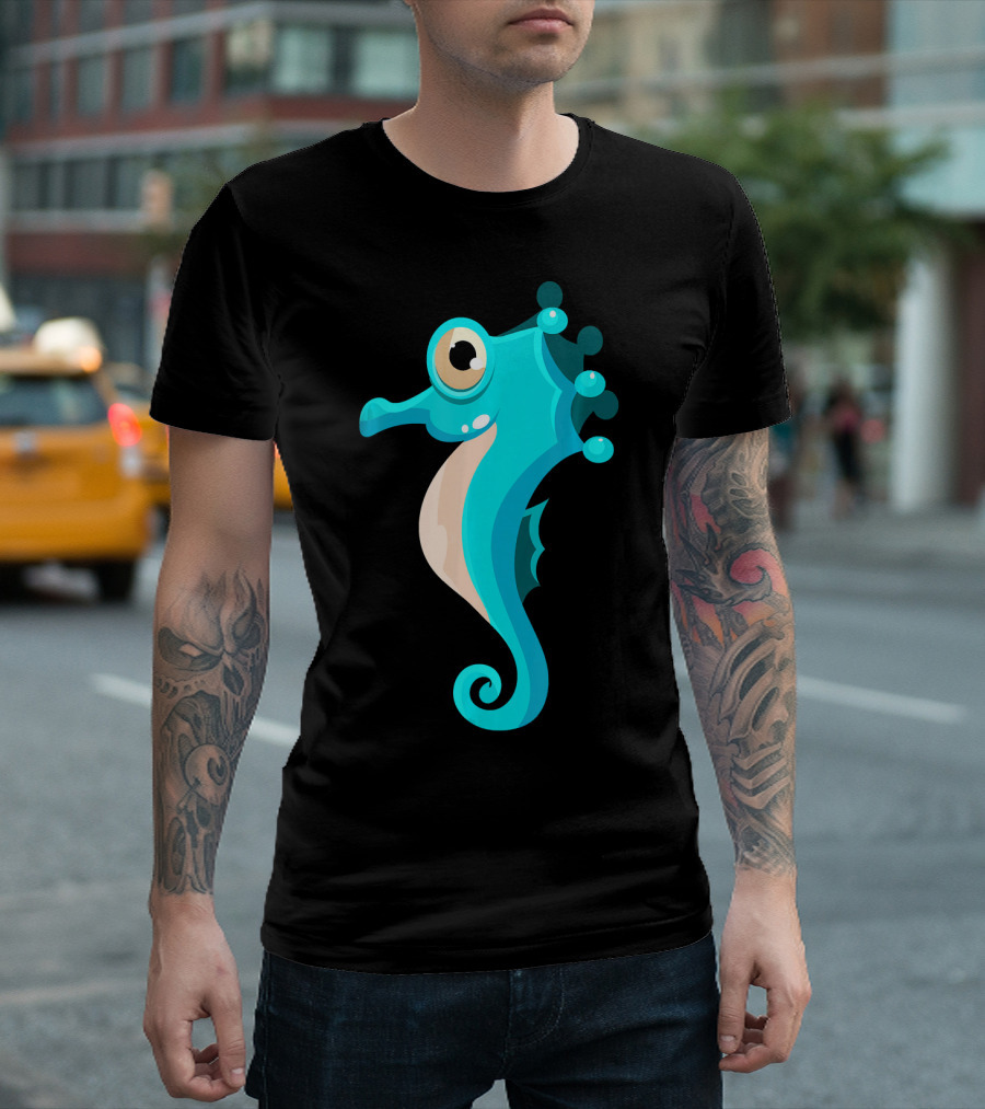 Seahorse Marine Animal Cartoon T-Shirt