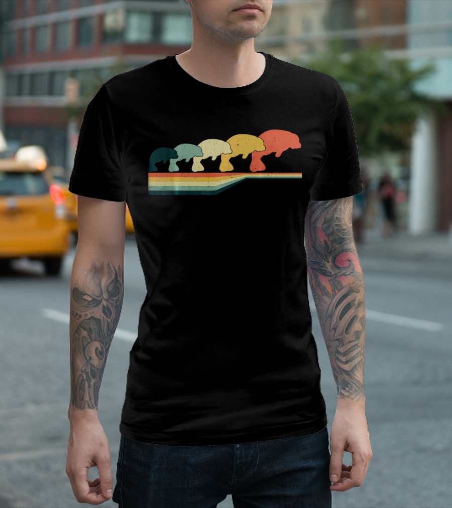 Vintage Retro Manatee Silhouette Animal Lover Zooke T-Shirt