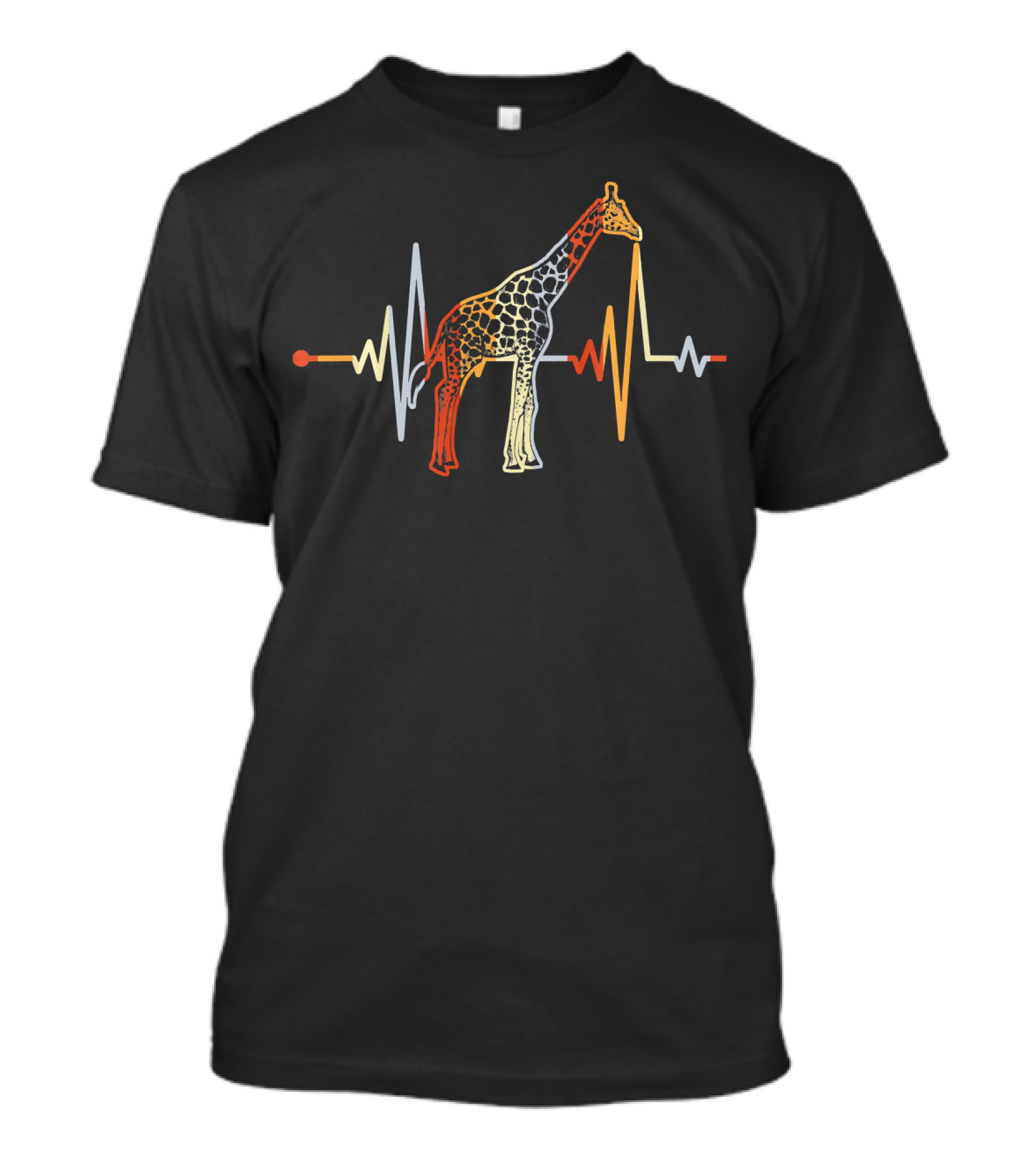 Vintage Retro Distressed Heartbeat Giraffe T-Shirt