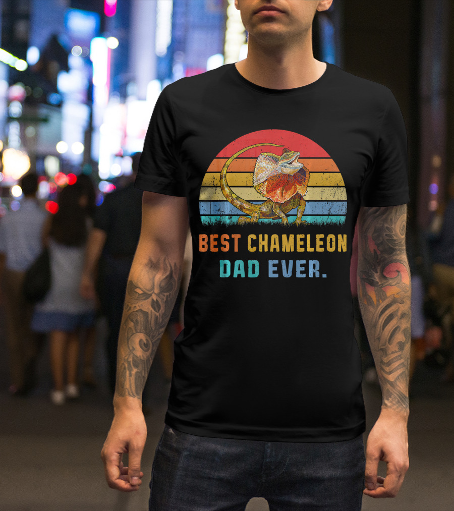 Best Chameleon Dad Ever Retro Animal Love T-Shirt