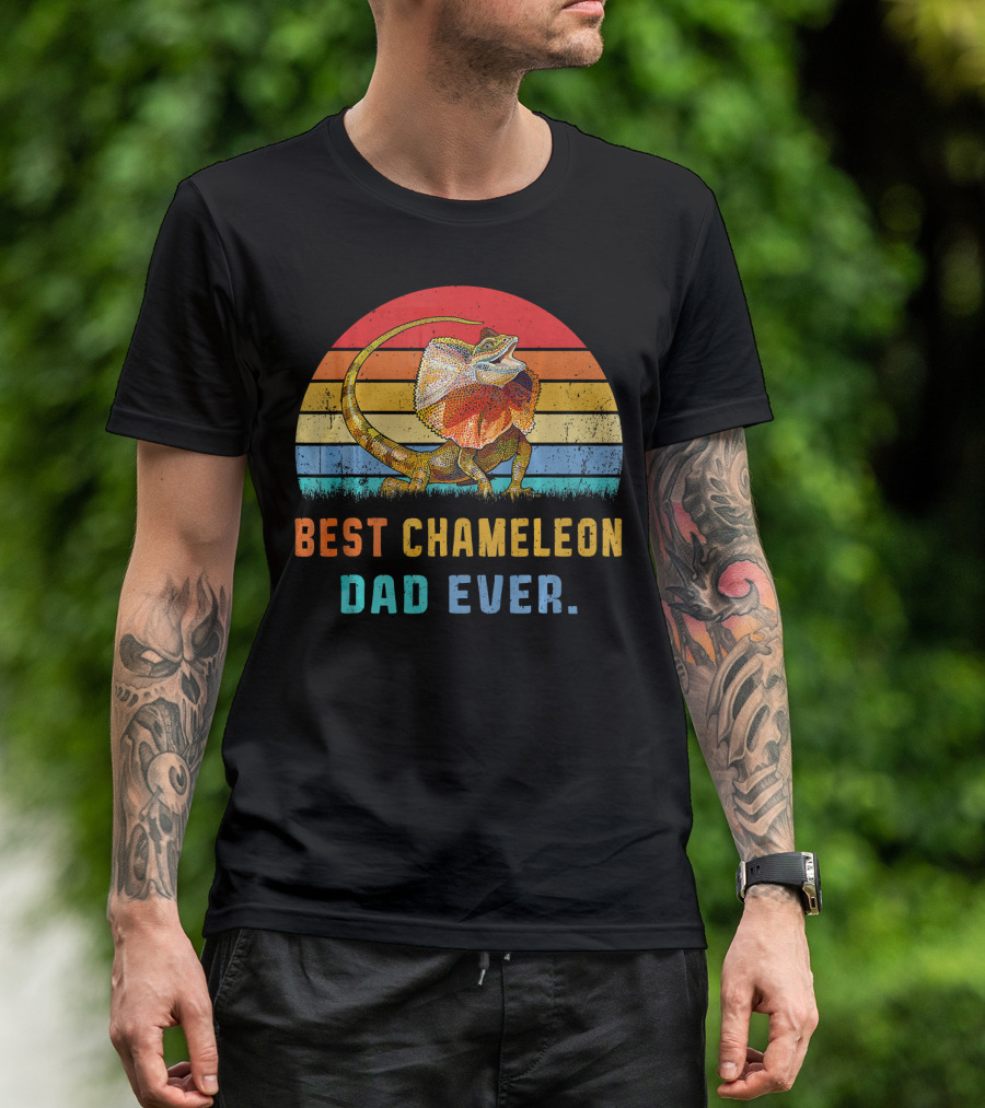 Best Chameleon Dad Ever Retro Animal Love T-Shirt