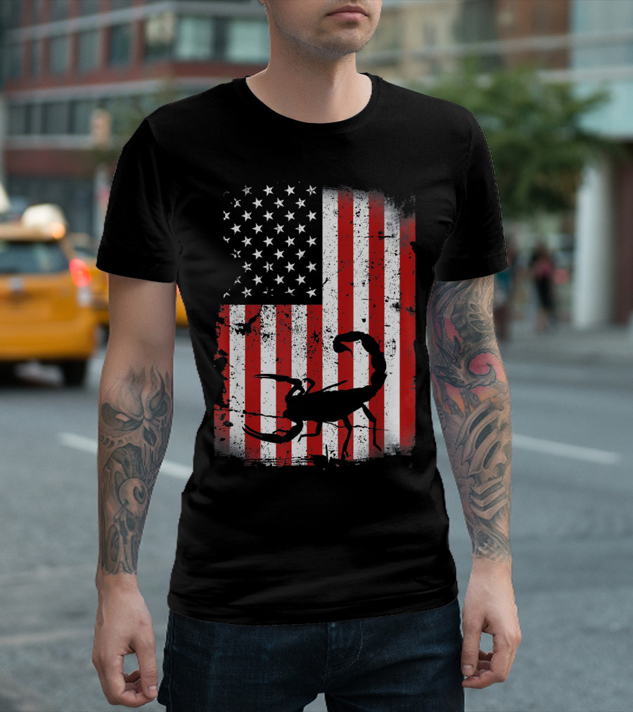American Flag Scorpion 4th Of July Patriotic Independence Day T-Shirt