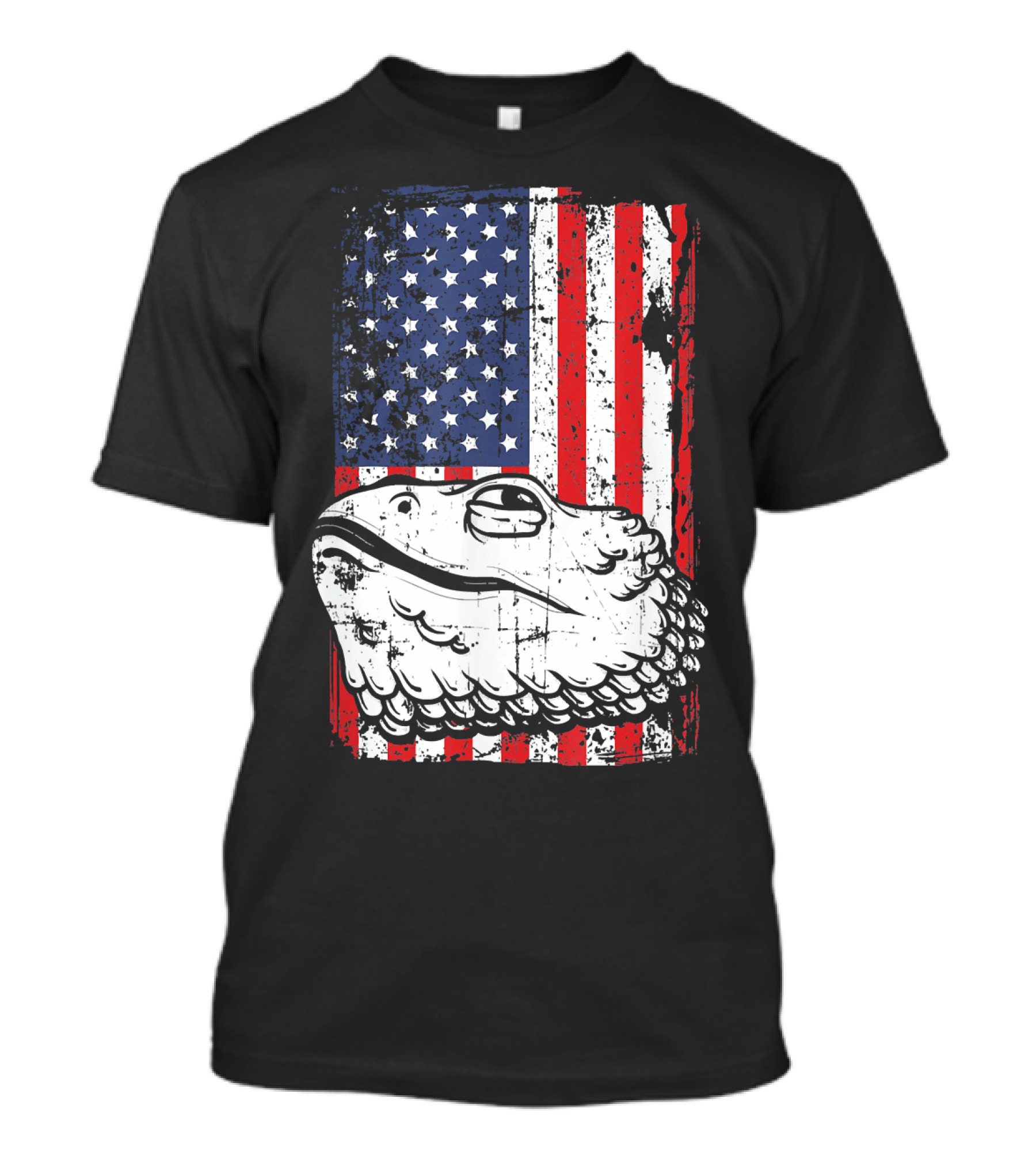 4th Of July American Flag Bearded Dragon Head T-Shirt