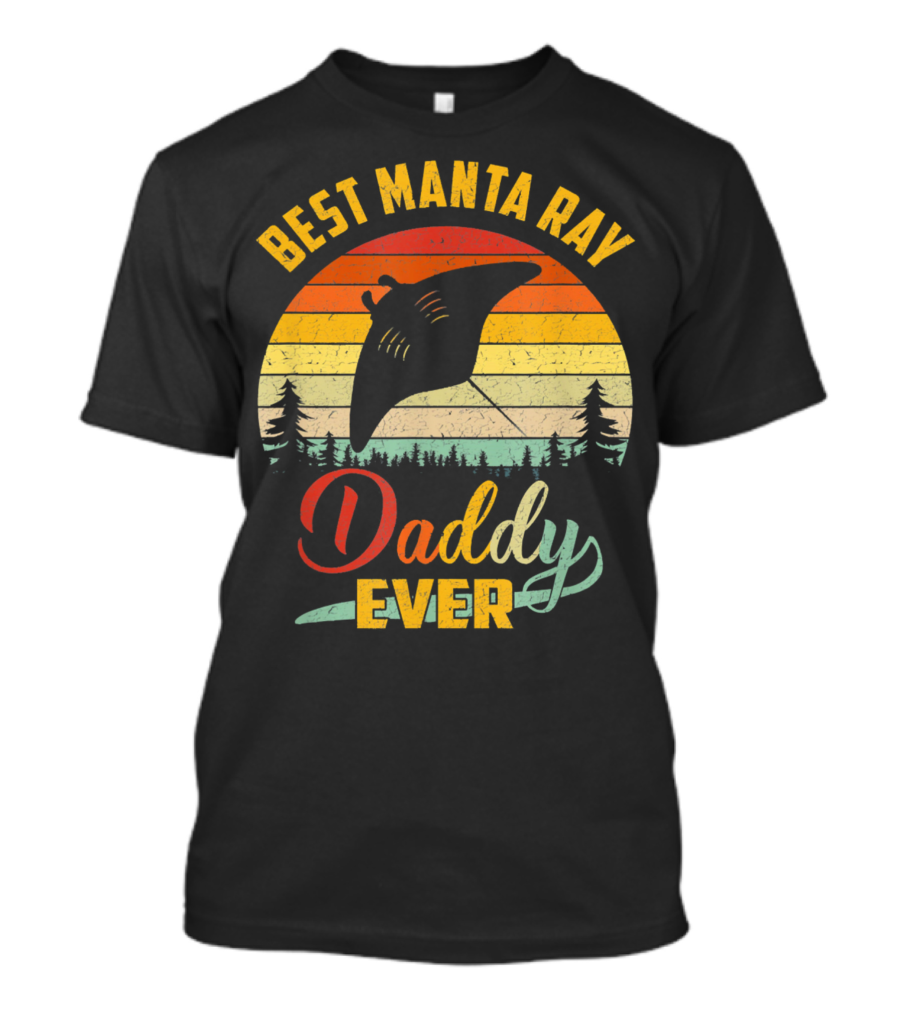 Best Manta Ray Daddy Ever Retro Vintage T-Shirt