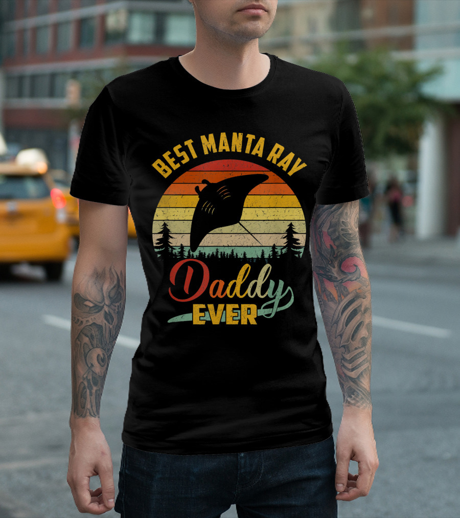 Best Manta Ray Daddy Ever Retro Vintage T-Shirt