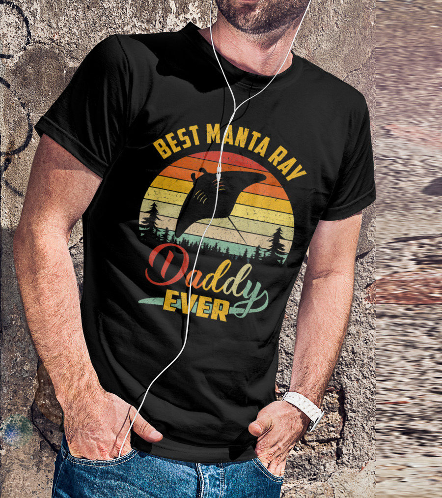 Best Manta Ray Daddy Ever Retro Vintage T-Shirt