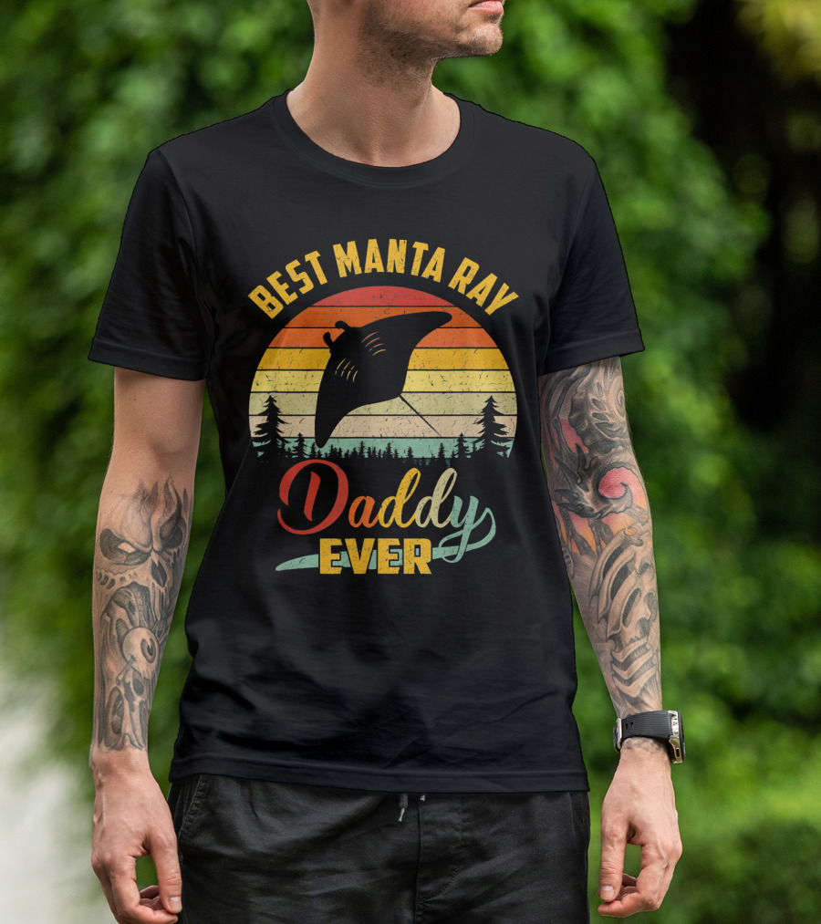 Best Manta Ray Daddy Ever Retro Vintage T-Shirt