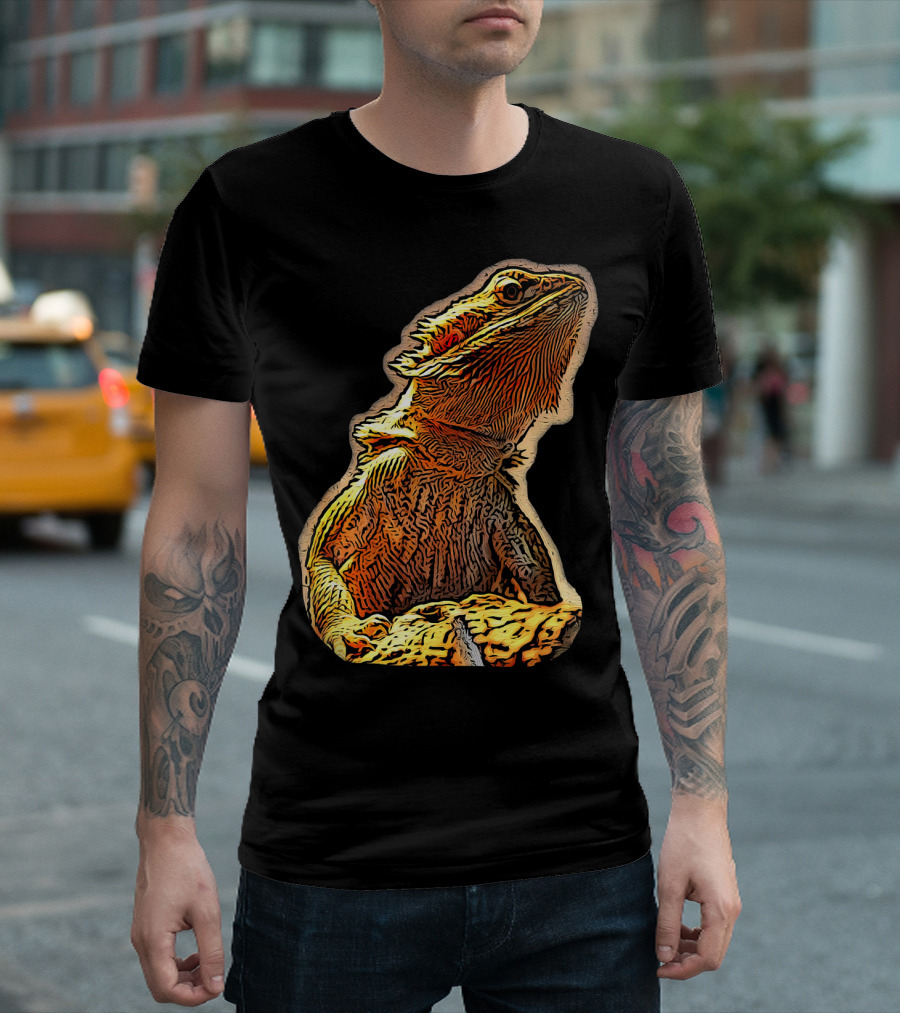 Bearded Dragon Lizard Reptile Sketch T-Shirt