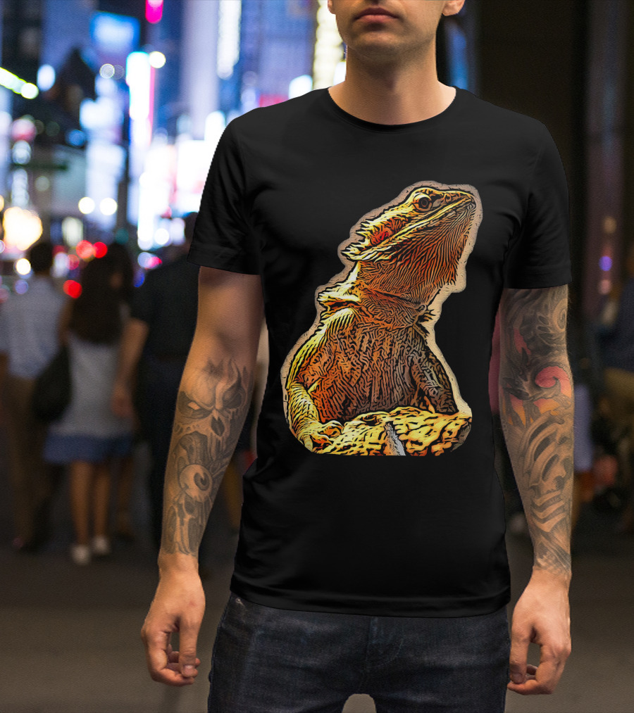 Bearded Dragon Lizard Reptile Sketch T-Shirt