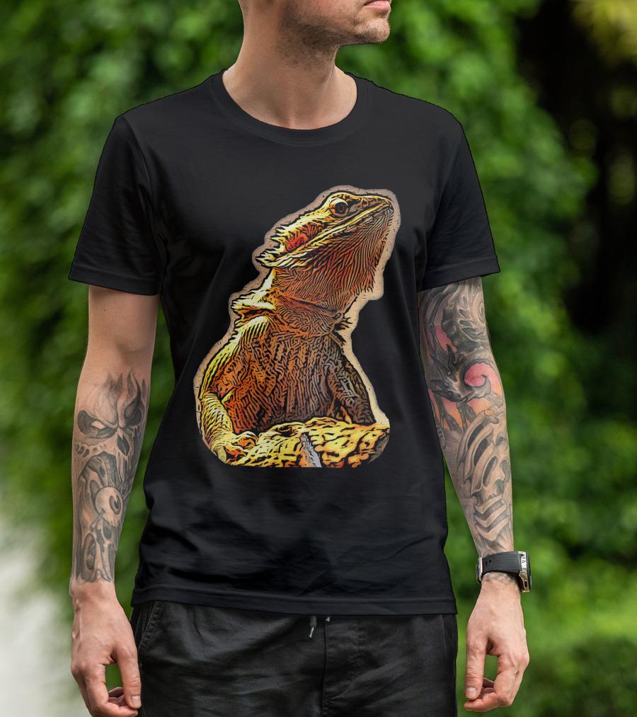 Bearded Dragon Lizard Reptile Sketch T-Shirt