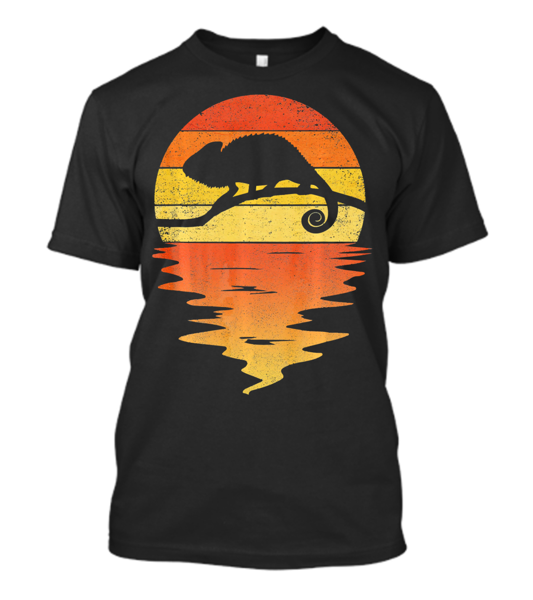 Chameleon 70s Vintage Retro Sunset Silhouette Reflections T-Shirt