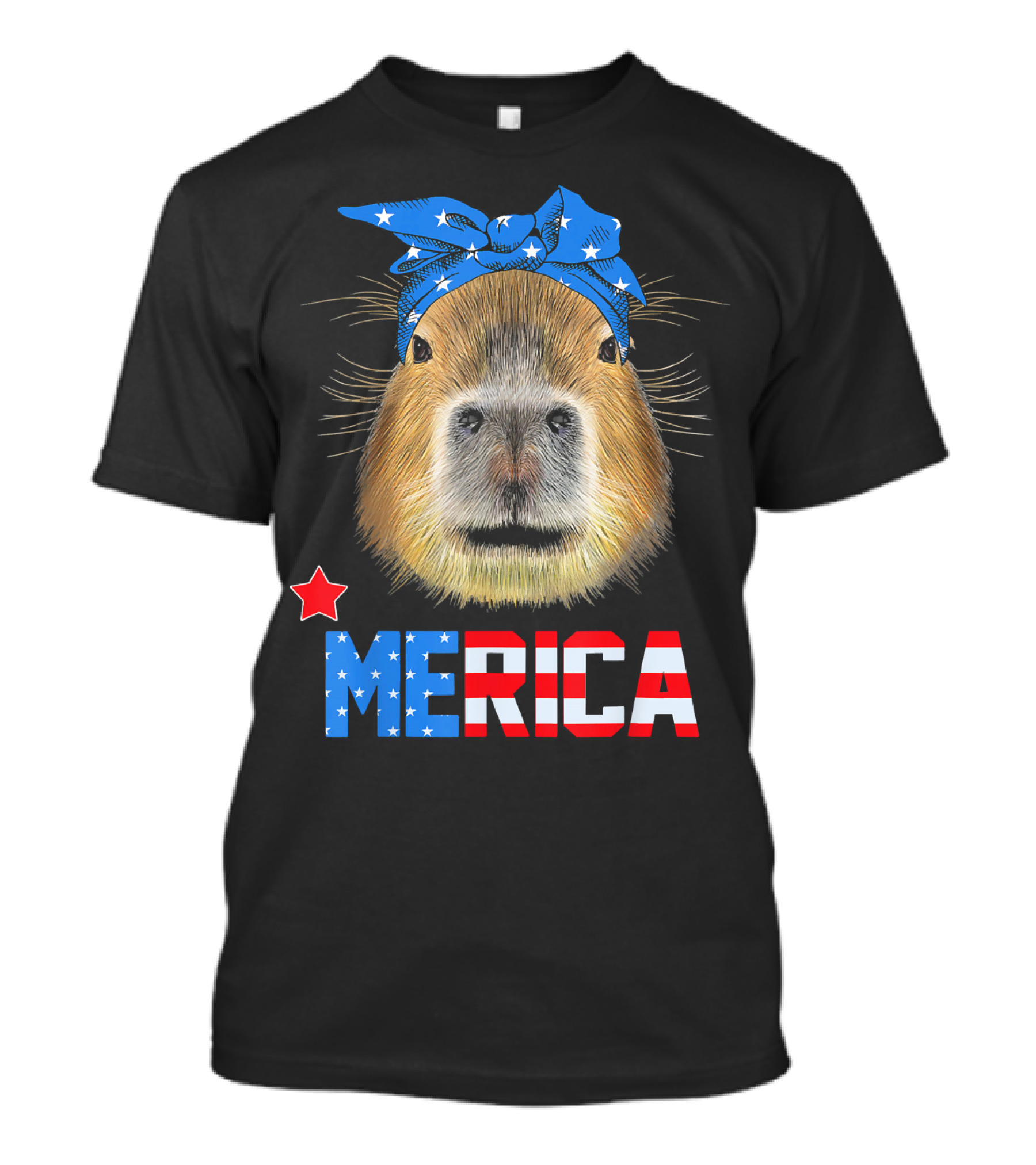 Capybara Mom Merica America Flag Bandana T-Shirt
