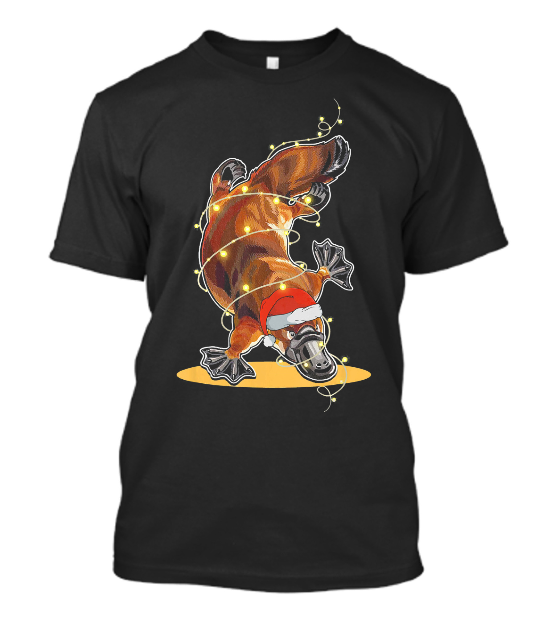 Christmas Lights Platypus Santa Hat T-Shirt