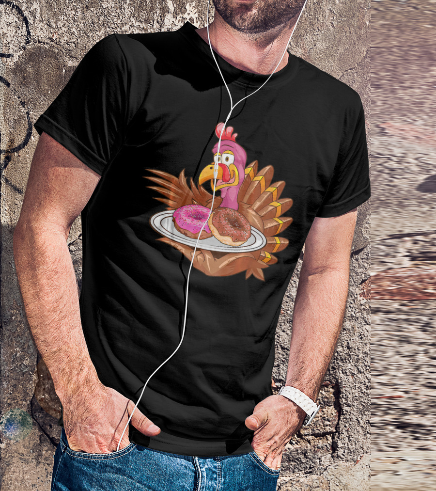 Cute Turkey Holding Donuts T-Shirt