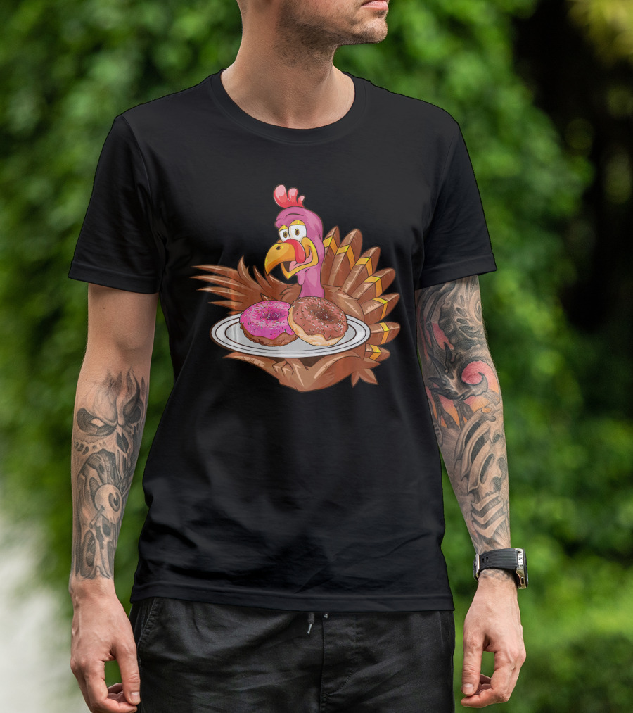 Cute Turkey Holding Donuts T-Shirt