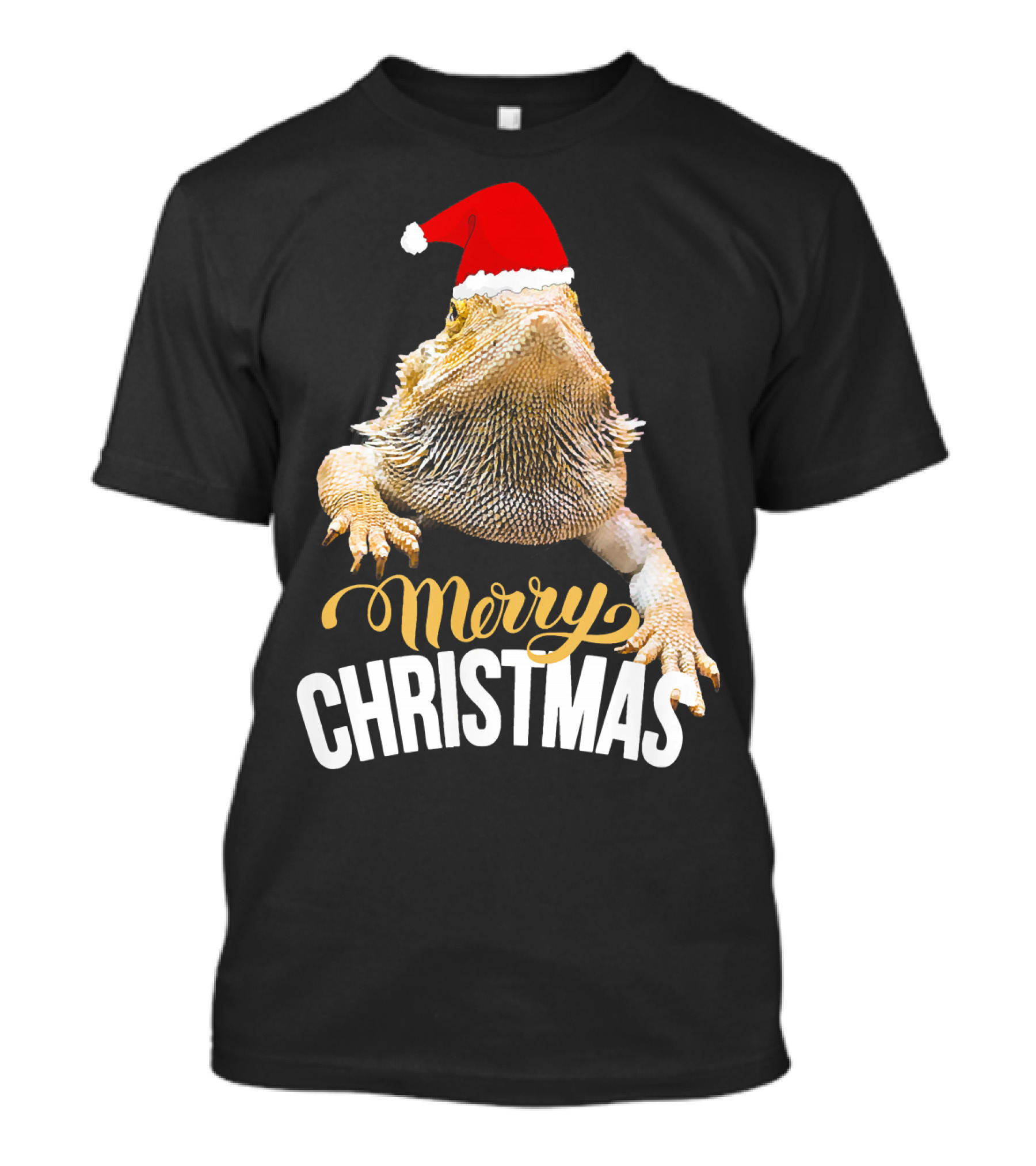 Bearded Dragon Merry Christmas Santa Hat Holiday Reptile Fun T-Shirt