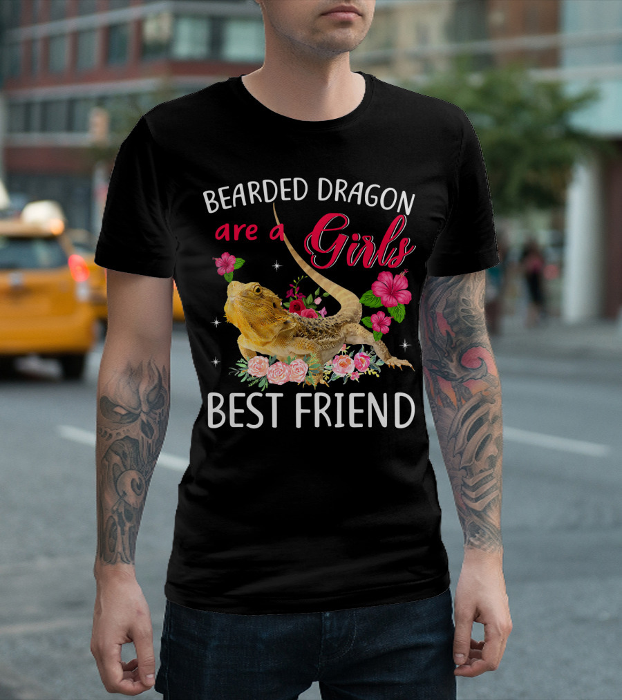 Bearded Dragon Are a Girls Best Friend With Flowers T-Shirt