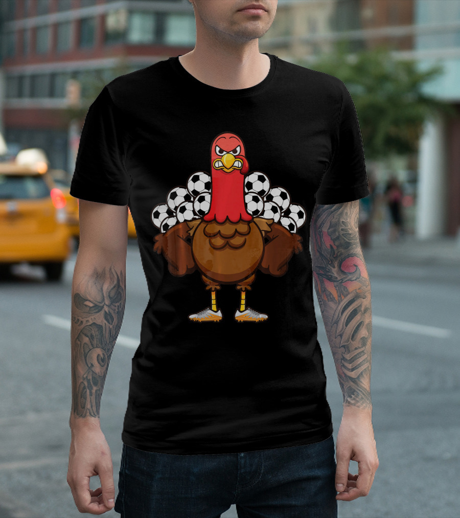 Thanksgiving Turkey Soccer Player Gobble With Soccer Balls T-Shirt