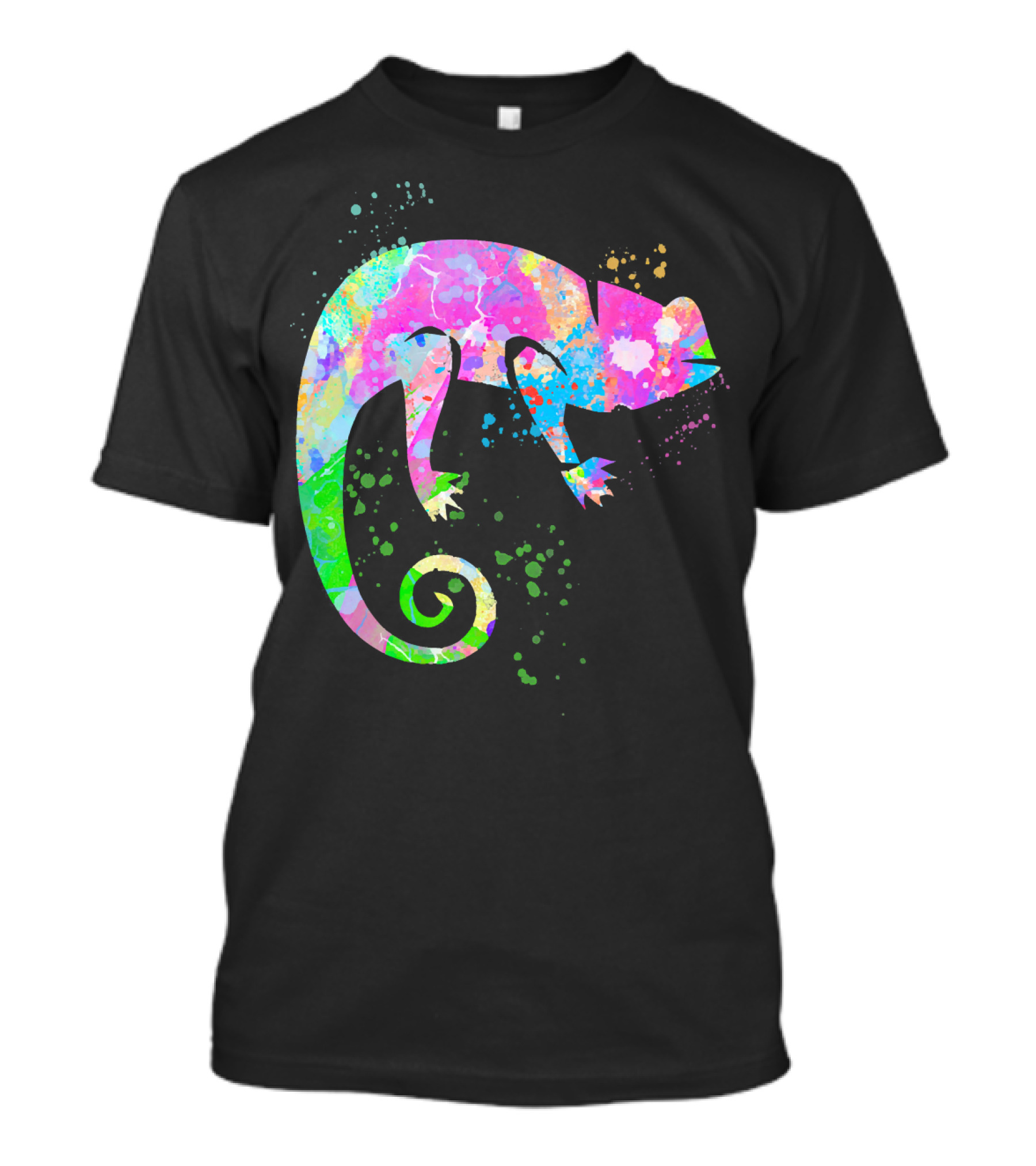 Chameleon Paint Spat Lizard Love Pop Art Color Splash T-Shirt