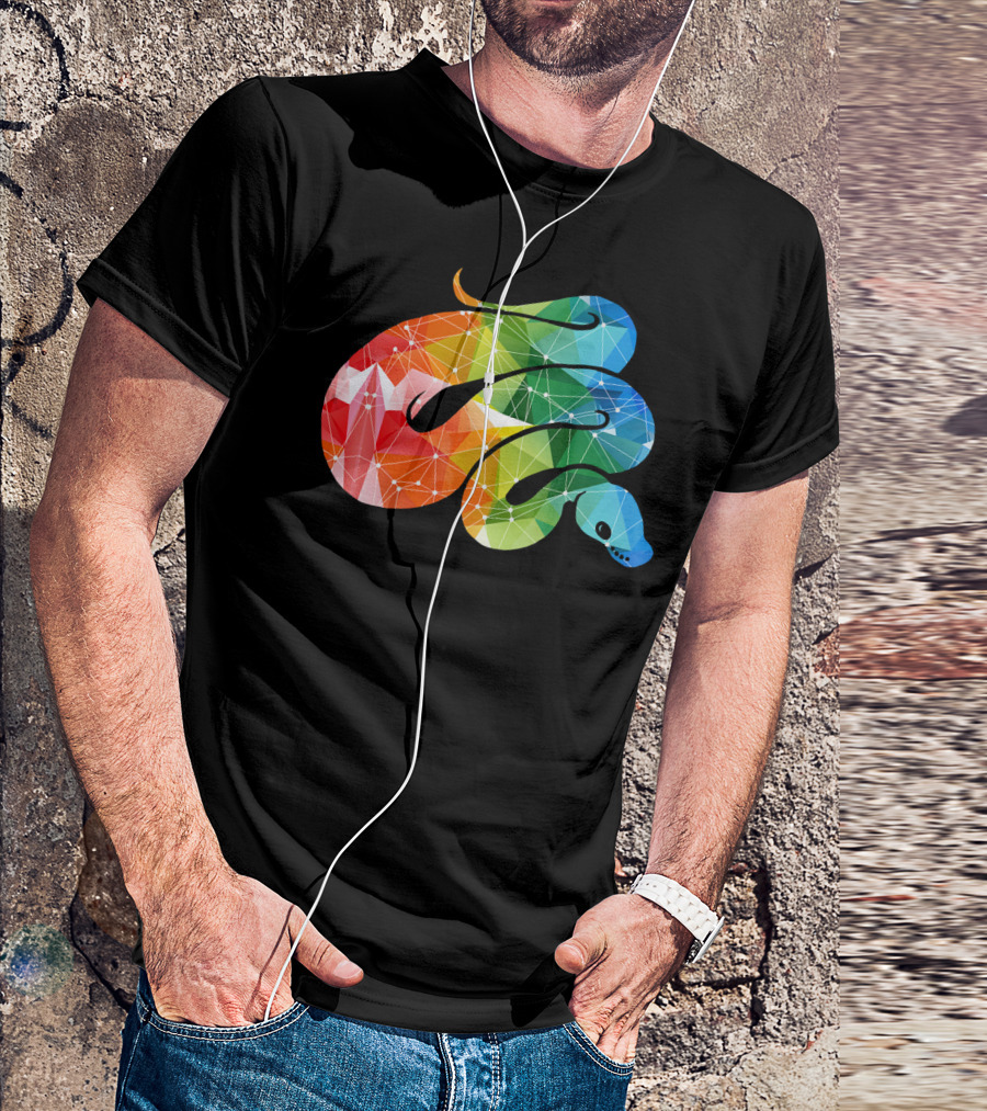 Rainbow Geometric Ball Python Pattern Ball Python T-Shirt